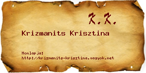 Krizmanits Krisztina névjegykártya